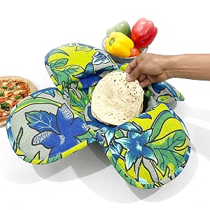 swayam 100 cotton cloth roti casserole  hot chapati box  washable bread basket  22 cm round roti basket  floral design - multicolour