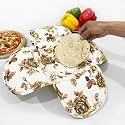 Swayam 100% Cotton Cloth Roti Casserole | Hot Chapati Box | Washable Bread Basket | 22 cm Round Roti Basket | Floral Design - Brown