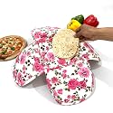 Swayam 100% Cotton Cloth Roti Casserole | Hot Chapati Box | Washable Bread Basket | 22 cm Round Roti Basket | Floral Design - Pink