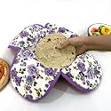 Swayam 100% Cotton Floral Design Printed Purple and White Colour Bread/Roti Basket | Size: 22 cms Diameter with Removable Cover | Pack of 1