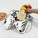 Swayam 100% Cotton Cloth Roti Casserole | Hot Chapati Box | Washable Bread Basket | 22 cm Round Roti Basket | Floral Design - White &amp; Black