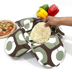 swayam 100 cotton cloth roti casserole  hot chapati box  washable bread basket  22 cm round roti basket  floral design - white