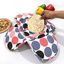 Swayam 100% Cotton Cloth Roti Casserole | Hot Chapati Box | Washable Bread Basket | 22 cm Round Roti Basket | Geometric Design - Pink
