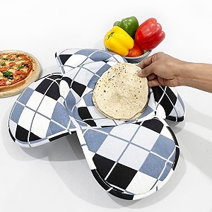 swayam 100 cotton cloth roti casserole  hot chapati box  washable bread basket  22 cm round roti basket  checkered design - white amp blue