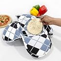 Swayam 100% Cotton Cloth Roti Casserole | Hot Chapati Box | Washable Bread Basket | 22 cm Round Roti Basket | Checkered Design - White &amp; Blue