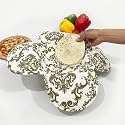 Swayam 100% Cotton Cloth Roti Casserole | Hot Chapati Box | Washable Bread Basket | 22 cm Round Roti Basket | Motif Design - White & Olive