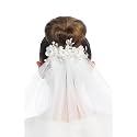 Swea Pea & Lilli Girls First Communion Veil - White Holy 1st Communion Headpiece with Comb, Organza Flowers with Rhinestones, Pearl Accents, and Crystal Accents