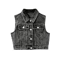 SweatyRocks Girl's Denim Vest Button Down Sleeveless Jean Jacket Outerwear