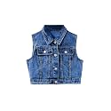 SweatyRocks Girl's Denim Vest Button Down Sleeveless Jean Jacket Outerwear