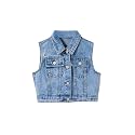 SweatyRocks Girl's Denim Vest Button Down Sleeveless Jean Jacket Outerwear