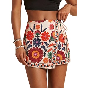 SweatyRocks Womens Boho Mini Skirts Floral Shorts