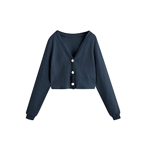 SweatyRocks Womens Long Sleeve Button Front V