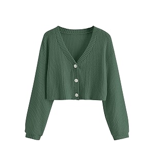 SweatyRocks Womens Long Sleeve Button Front V