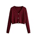 SweatyRocks Women39s Long Sleeve Button Front V