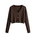 SweatyRocks Women39s Long Sleeve Button Front V