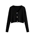 SweatyRocks Women39s Long Sleeve Button Front V