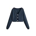 SweatyRocks Women39s Long Sleeve Button Front V