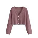 SweatyRocks Women39s Long Sleeve Button Front V
