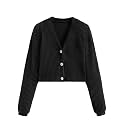 SweatyRocks Women39s Long Sleeve Button Front V