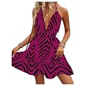 SweatyRocks Women's Printed Tie Backless Ruffle A Line Halter Mini Dresses