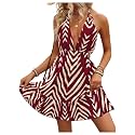 SweatyRocks Women's Printed Tie Backless Ruffle A Line Halter Mini Dresses