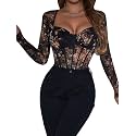 SweatyRocks Women39s Sheer Floral Lace Long Sleeve