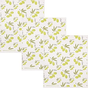 swededishcloths 3 pk olive branch all-purpose swedish dishcloth for cleaning