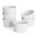 Sweese 5105 Porcelain Souffle Dishes, Ramekins - 8 Ounce for Souffle, Creme Brulee and Ice Cream - Set of 6, White