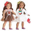 18 Inch Christmas Doll Clothes & Costumes, Party Dress, Snow Man & Gingerbread Man Outfits