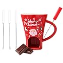 Sweet Fondue Cup, Tealight Chocolate Fondue Mug, Chocolate Fondue Cup, Fondue Cups Tealight, Mini Fondue Mug for Chocolate (Christmas Red)