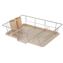 Sweet Home Collection Space-Saving 3-Piece Dish Drainer Rack Set: Efficient Kitchen Organizer for Quick Drying and Storage - Includes Cutlery Holder and Drainboard - Maximize Countertop Space, Beige
