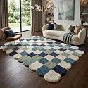 SWEET HOMES Handwoven Shaggy Checkered Area Rug