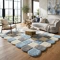SWEET HOMES Irregular Carpet Handwoven Shaggy Checkered