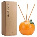 Sweet Natural Orange Scented Reed Diffuser Set – 6.76 fl oz (200ml) with Sticks, Creative Orange-Shaped Ceramic Design for Home, Bedroom & Bathroom Decor, Long Lasting Aromatherapy Gift