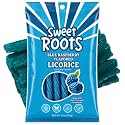 Sweet Roots Blue Raspberry Licorice Twists – 1 Bag (16 oz) – Jumbo Size Licorice Sticks | Made with Real Fruit Juice Concentrate | Vegan, Fat Free, Kosher | Soft Gourmet Licorice Candy