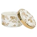 Sweet Water Decor Gold Delft Round Trinket Box, Jewelry Storage for Nightstand, Dresser, or Counter, Small Ring &amp; Keepsake Storage, Elegant Gift for Wedding, Anniversary or Hostess