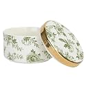 Sweet Water Decor Green Delft Round Trinket Box, Jewelry Storage for Bathroom Counter or Nightstand, Ring Holder for Bridal Shower, Wedding, or Home, Elegant Jewelry Holder &amp; Organizer for Women