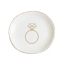 Sweet Water Decor Ring Jewelry Dish Tray | Great for Her Engagement Engaged Ring Dish Holder Bride Ring Holder Gold Ceramic Trinket Tray Wedding Accessories