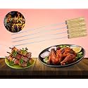 4 Pieces 14 Inches Barbecue Skewers Set with Stainless Steel Needle and Wooden Handle