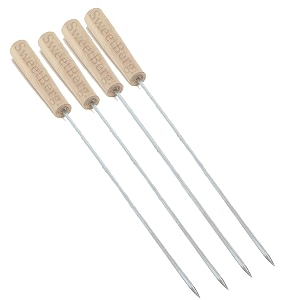 stainless steel ploish barbeque skewers 145 inch with wooden handle bbq skewers-4 pcs