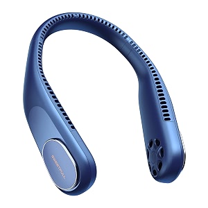 sweetfull portable neck fan bladeless personal fan 5000mah rechargeable battery operated wearable small fan360 cooling airflow 3 speed neck cooler for women men 5000mah black blue