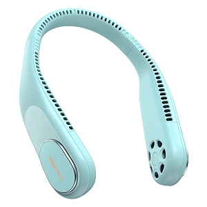 sweetfull portable neck fan bladeless personal fan 5000mah rechargeable battery operated wearable small fan360 cooling airflow 3 speed neck cooler for women men light green