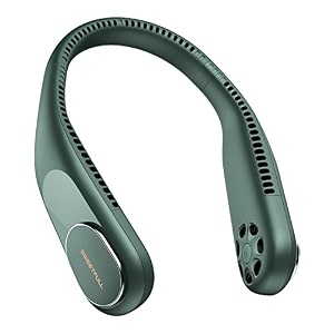 sweetfull portable neck fan bladeless personal fan 5000mah rechargeable battery operated wearable small fan360 cooling airflow 3 speed neck cooler for women men green