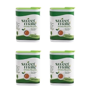 sweetmate stevia tablets - 100 tabs x 4  natural sugar free stevia from stevia plant  zero calorie sweetener  non-gmo stevia sugar for weight watchers and keto diet