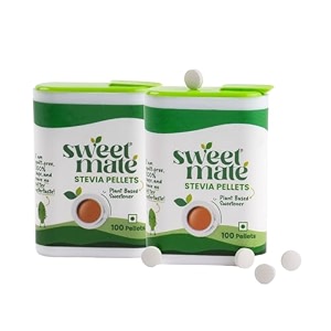 sweetmate stevia tablets - 100 tabs x 2  natural sugar free from stevia plant  zero calorie sweetener  non-gmo for weight watchers and keto diet