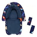 SWESEN Infant Car Seat Insert &amp; Strap Covers, Car Seat Head Support for Baby Girls Boys, 2 in 1 Soft Plush Car Seat Insert for Newborns (Space)