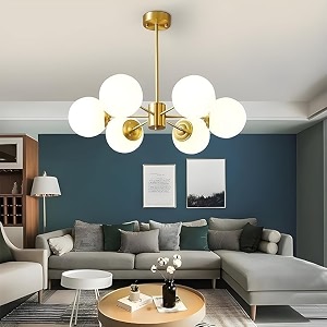 SWIATLO Modern 6-Light Gold Chandelier Globe