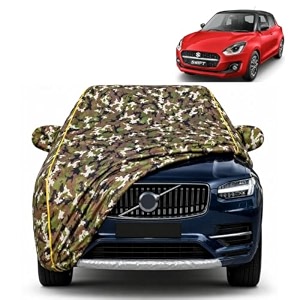 swift 2024 100 waterproof car cover  dustproof sun protection cover  soft cotton lining  triple stitched  mirror pocket  antenna pocket  all weather body cover army