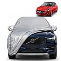 Swift 2024 100% Waterproof Car Cover | Dustproof Sun Protection Cover | Soft Cotton Lining | Triple Stitched | Mirror Pocket | Antenna Pocket | All Weather Body Cover (Silver with Yellow Piping)