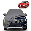 Swift 2024 100% Waterproof Car Cover | Dustproof Sun Protection Cover | Soft Cotton Lining | Triple Stitched | Mirror Pocket | Antenna Pocket | All Weather Body Cover (Grey with Yellow Piping)
